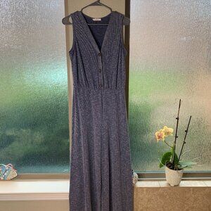 Blue Sleeveless Jumpsuit with Buttons
